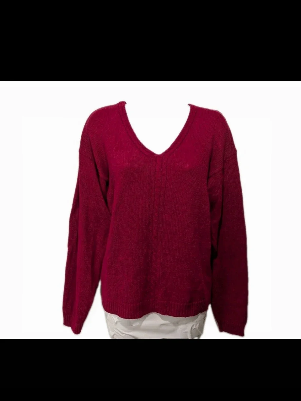 LL Bean V Neck Pullover Sweater Long Sleeve L Fisherman Coastal Outdoor #drs17